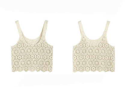 Vintage Embroidery Hollow Out Crochet Knit Vest - Southern Sassy Boutique