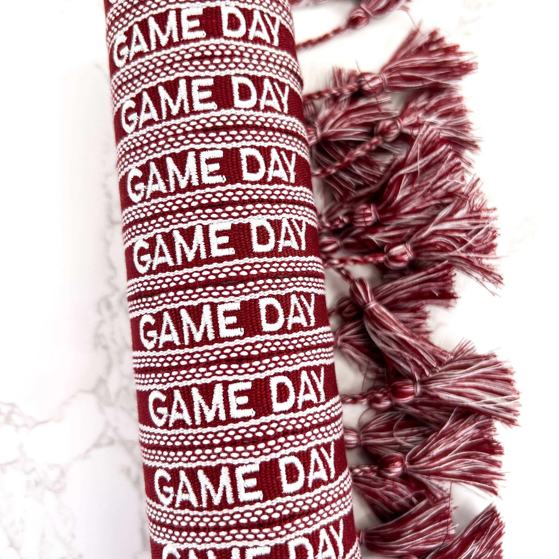 Burgundy Maroon Game Day Embroidered Bracelet - Southern Sassy Boutique