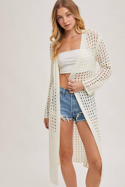 OPEN KNIT LONG LINE CARDIGAN - Southern Sassy Boutique