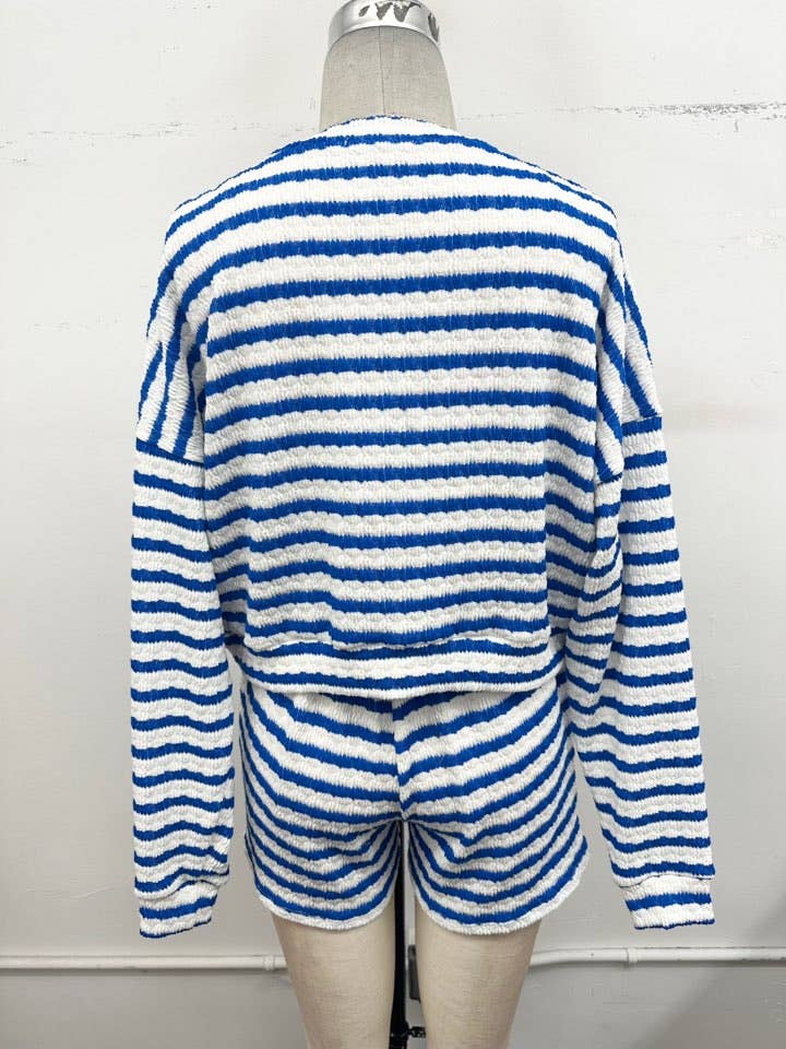 Cozy Stripe Lounge Short  Set