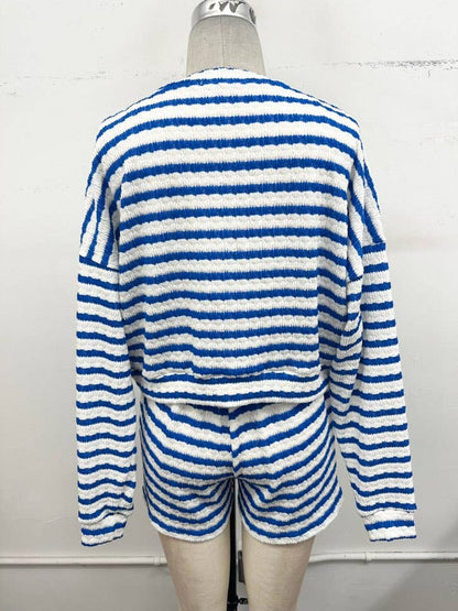 Cozy Stripe Lounge Short  Set