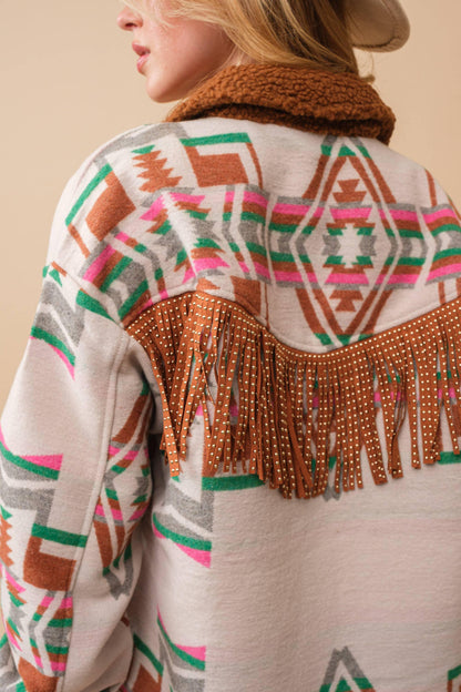 Jacquard Western Shirt Jacket - Southern Sassy Boutique