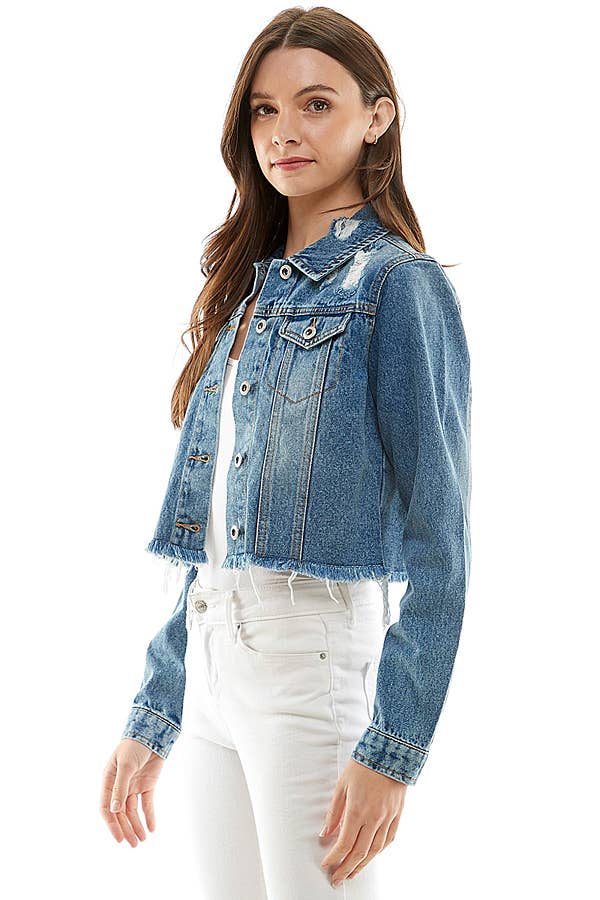 Ladies Distressed Denim Jacket