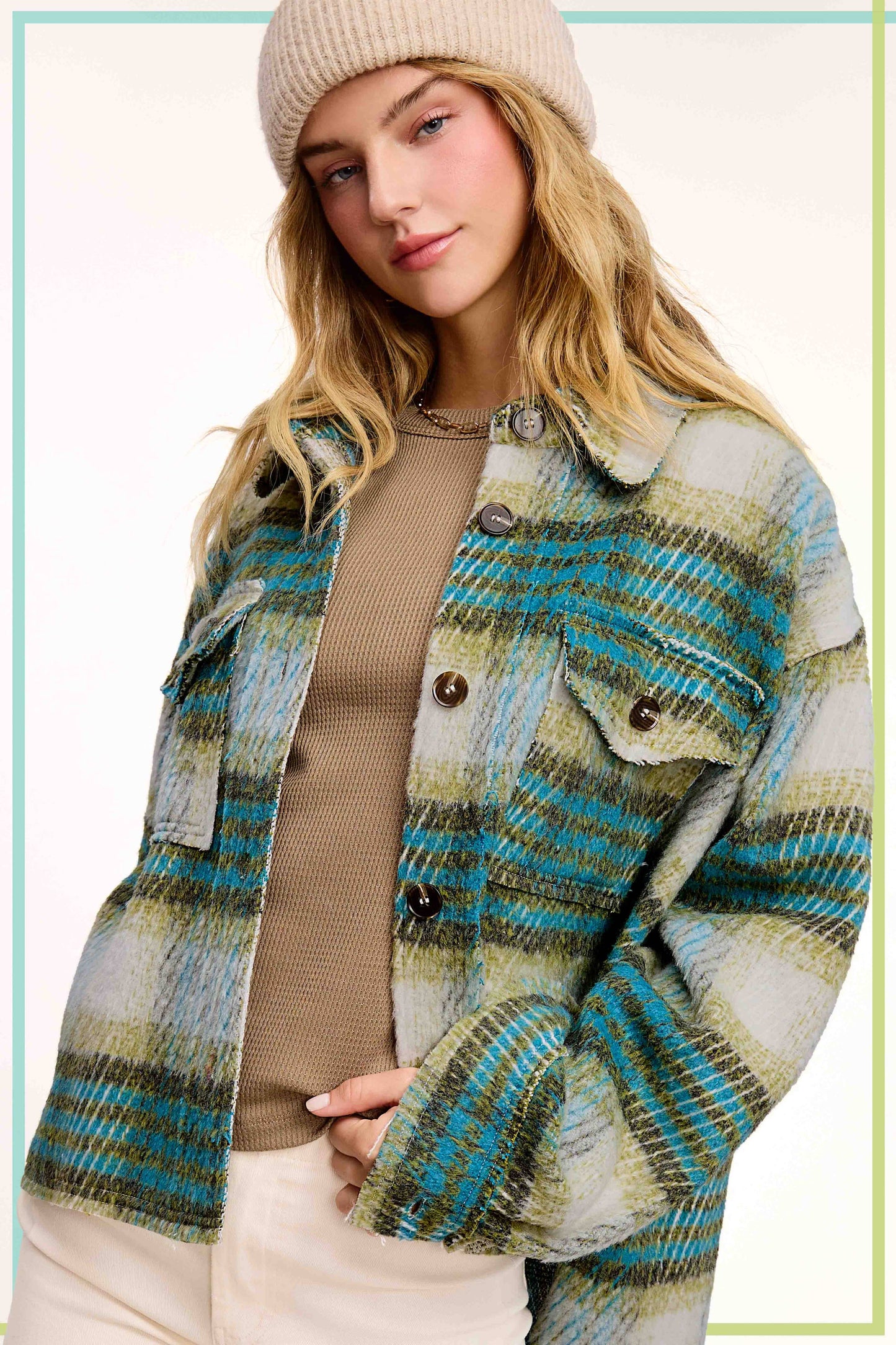 Plaid Patterned Soft Brushed Button-Down Jacket
