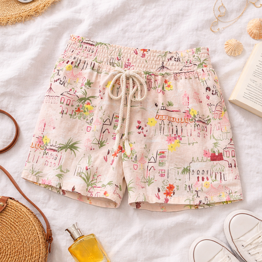Drawstring Printed Shorts