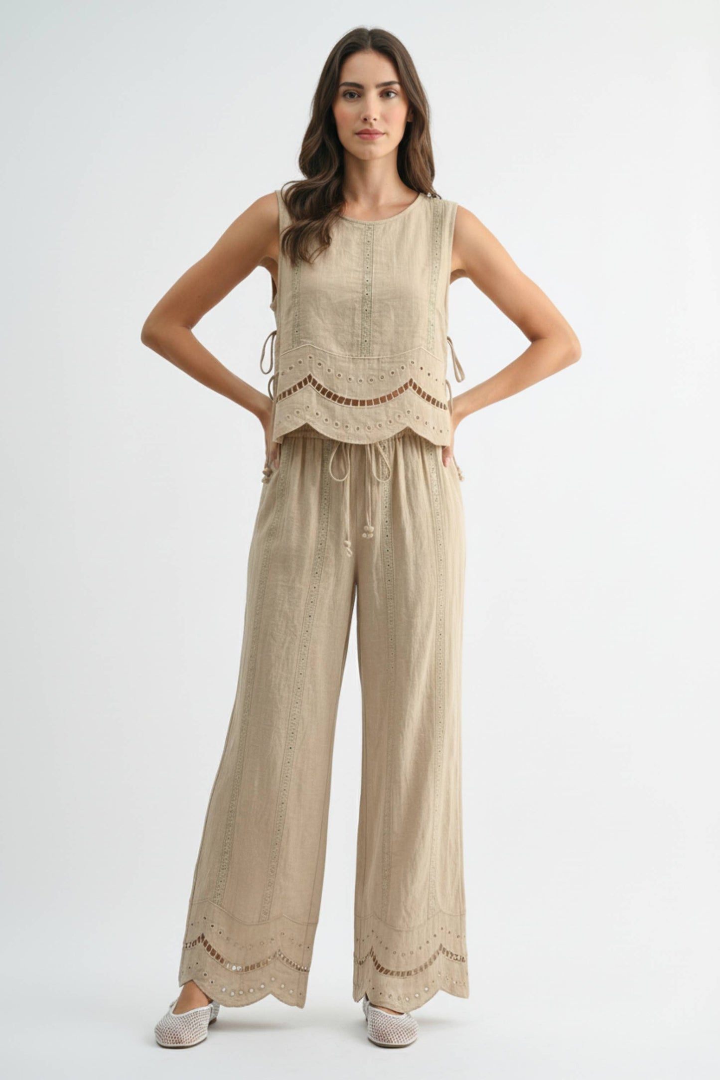 Embroidered Pant Matching Set
