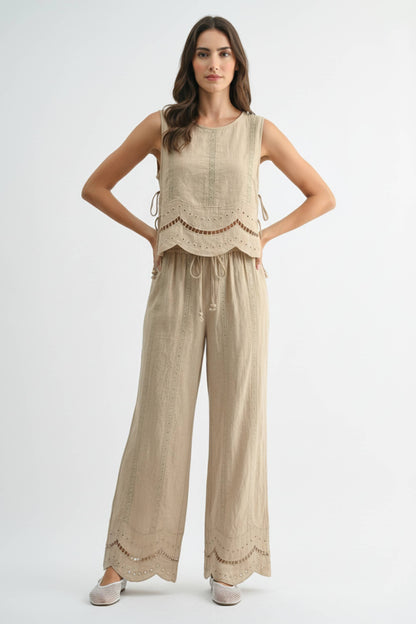Embroidered Pant Matching Set