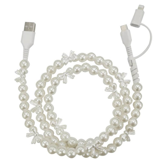 Pearl & Bow Cord Charging Cable 2 in 1 Charger- 39 inches