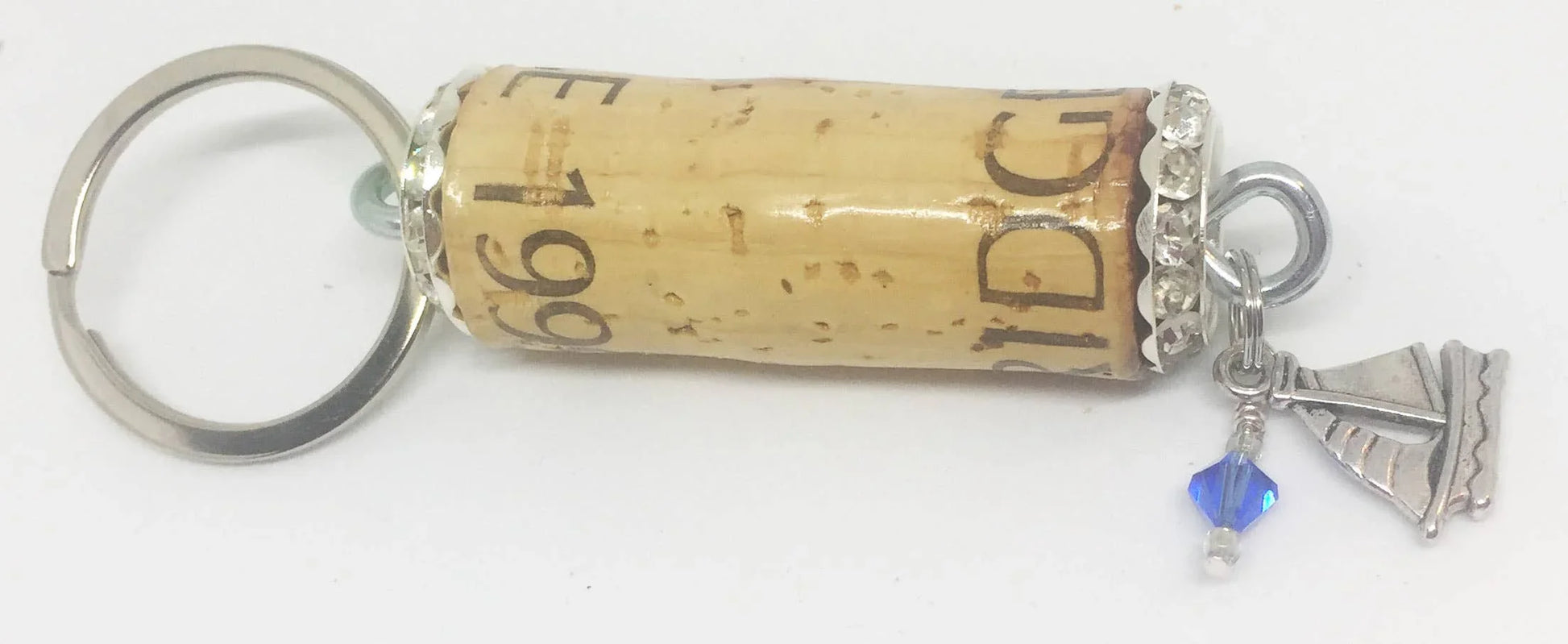 Sailboat Charm Rhinestone Design Keychain - Southern Sassy Boutique