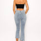 RHINESTONE FRINGE DENIM PANTS