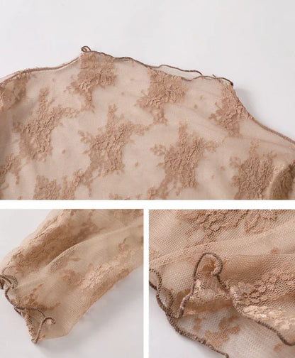 Semi Sheer Mesh Floral Lace Layering See Through Top - Southern Sassy Boutique