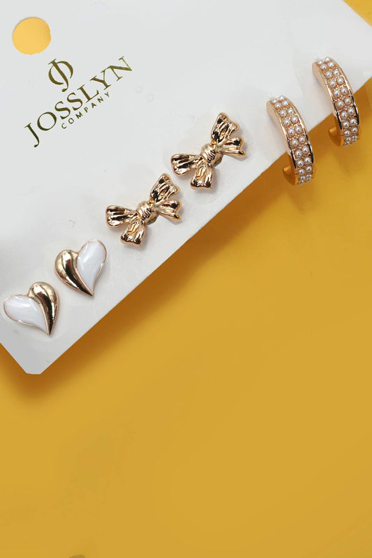 Pearl & Gold Trio Earrings