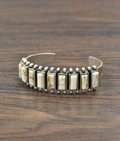 711076, White Turquoise Cuff Bracelet - Southern Sassy Boutique