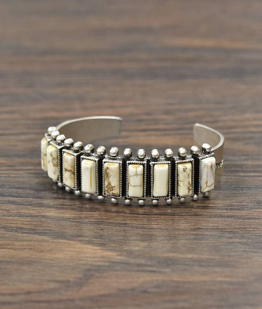 711076, White Turquoise Cuff Bracelet