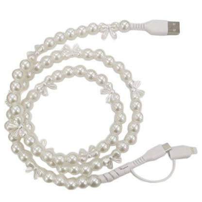 Pearl & Bow Cord Charging Cable 2 in 1 Charger- 39 inches