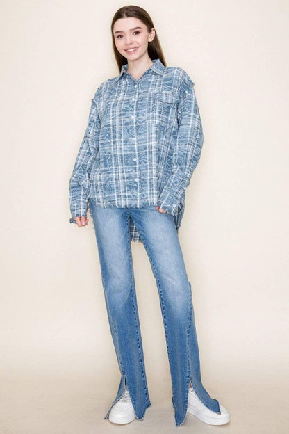 Long Sleeve Plaid Knit Top - Southern Sassy Boutique