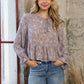 Chiffon Clip Dot Jacquard Peplum Tie Front Blouse