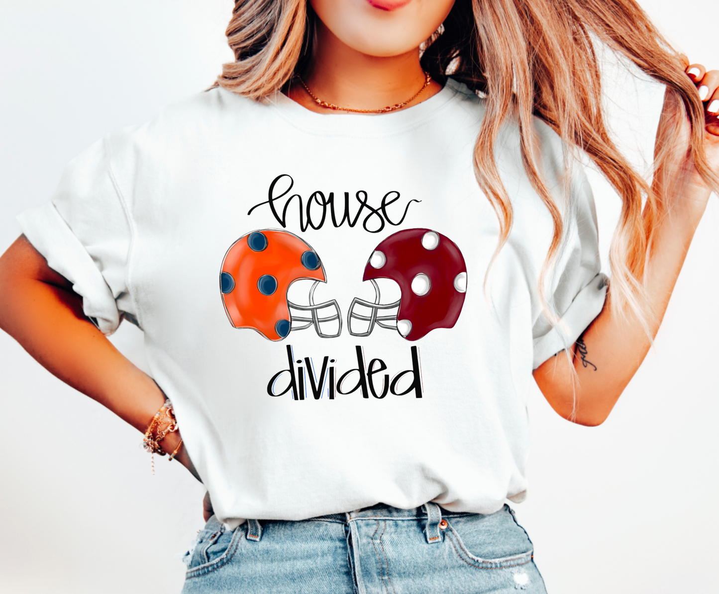 House Divided Football Women's Graphic Tee  - Southern Sassy Boutique