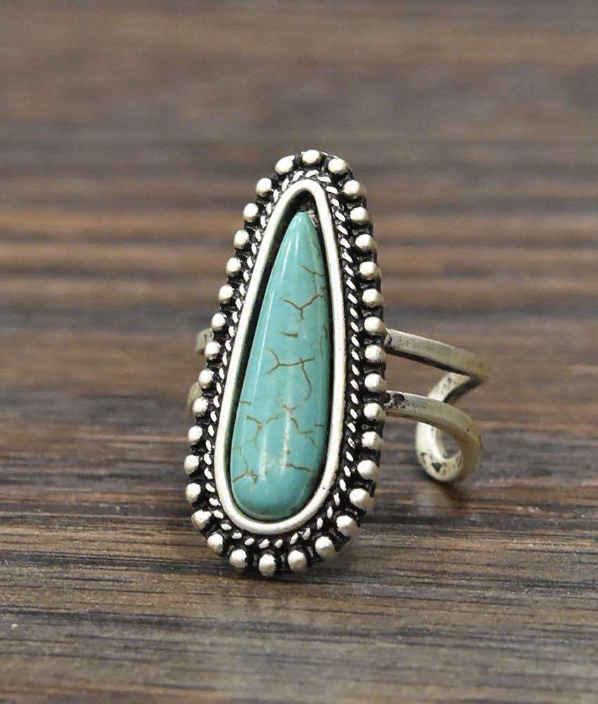 750222, Turquoise Adjustable Ring - Southern Sassy Boutique