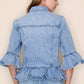 RUFFLE SLEEVE CROP JACKET