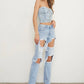 High Waist Ripped Baggy Jeans