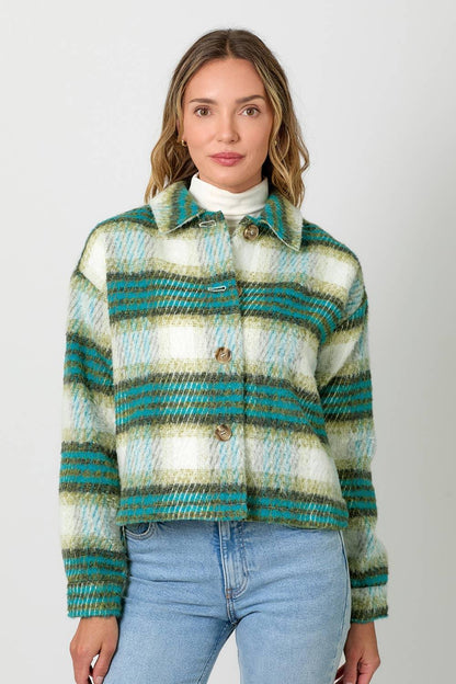 Plaid Printed Jacket - Southern Sassy Boutique