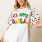 Metallic Letter Spangle Raglan Puff Sleeve Top