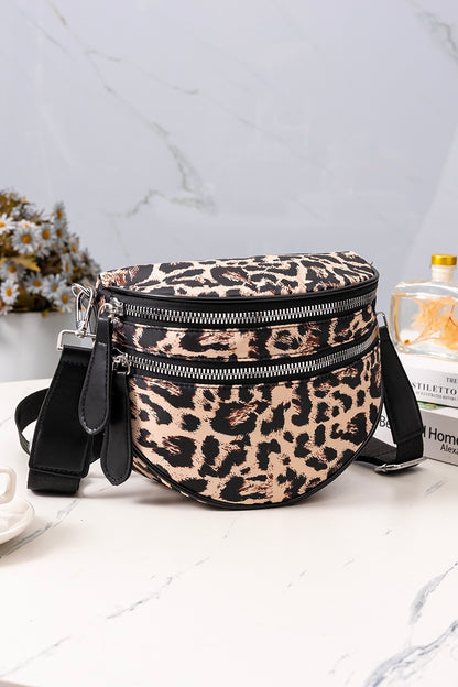 Leopard Print Double-Zipper Bum Bag