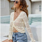Hollow Knit Drawstring Pullover