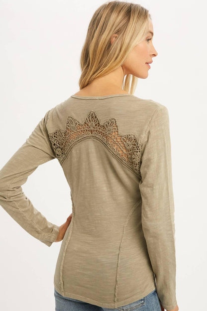 Lace Button Detail Top - Southern Sassy Boutique