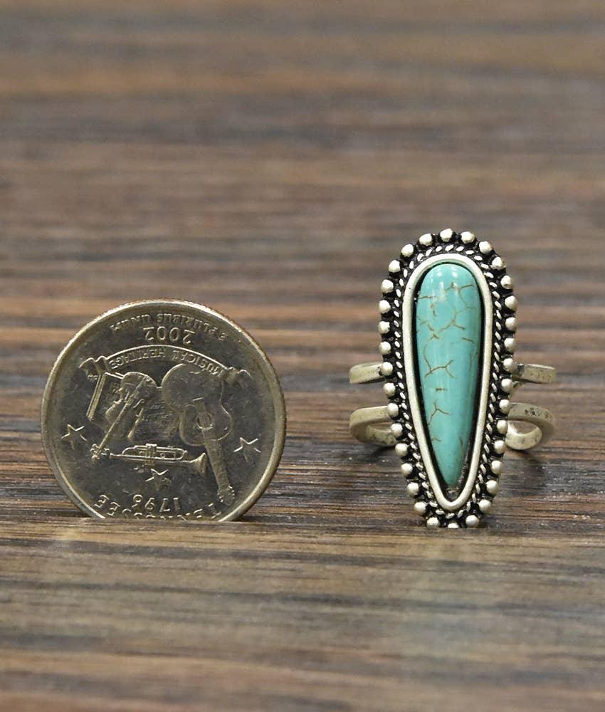 750222, Turquoise Adjustable Ring - Southern Sassy Boutique