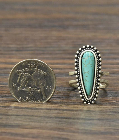 750222, Turquoise Adjustable Ring - Southern Sassy Boutique