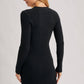 RIBBED KNIT LONG SLEEVE SWEATER DRESS
