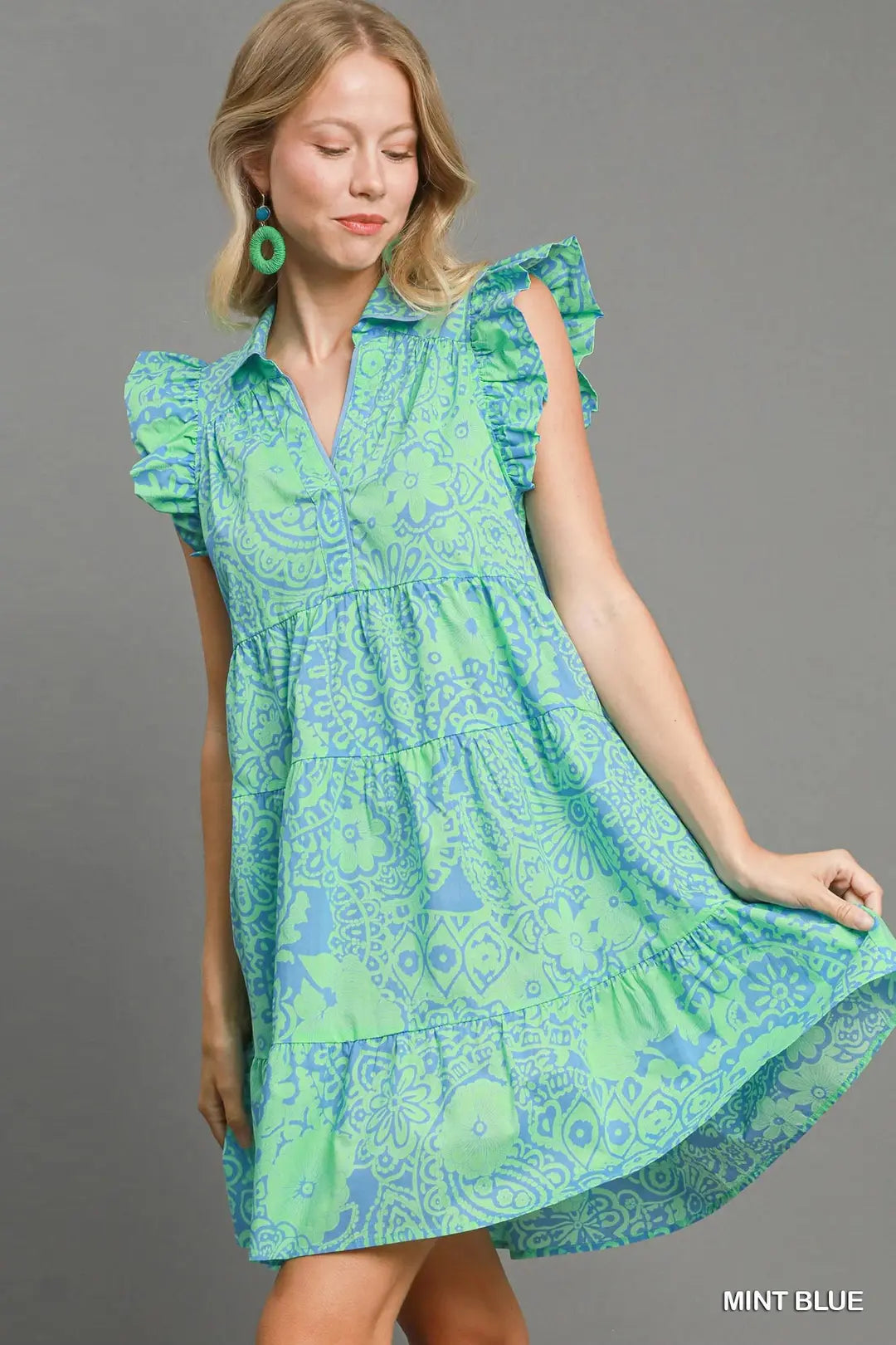 Medallion Print Ruffle Dress