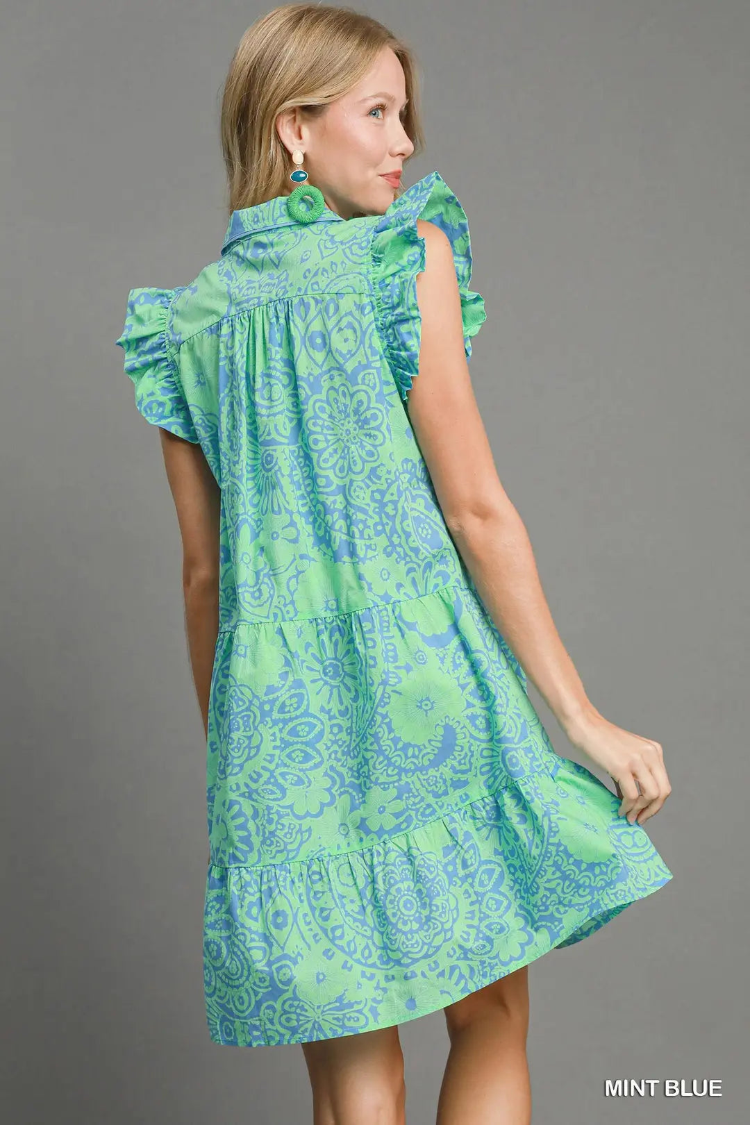 Medallion Print Ruffle Dress