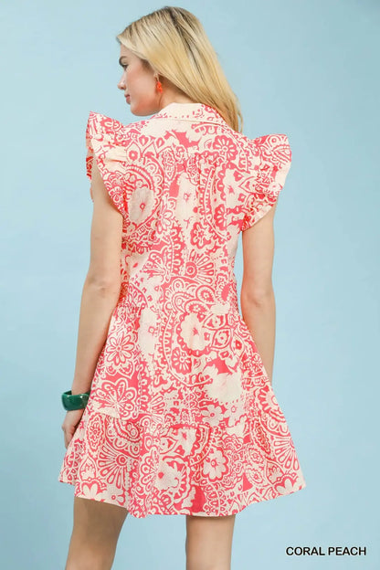 Medallion Print Ruffle Dress
