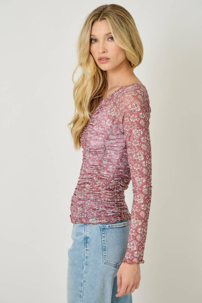 Lettuce Hem Mesh Print Top - Southern Sassy Boutique