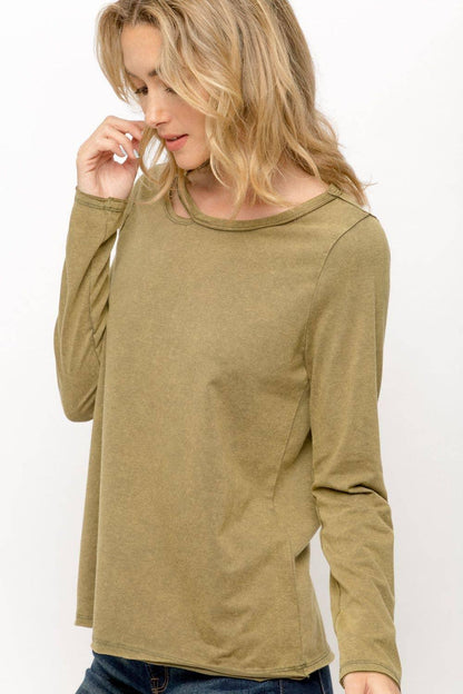 Cut-Out Long Sleeve Top - Southern Sassy Boutique