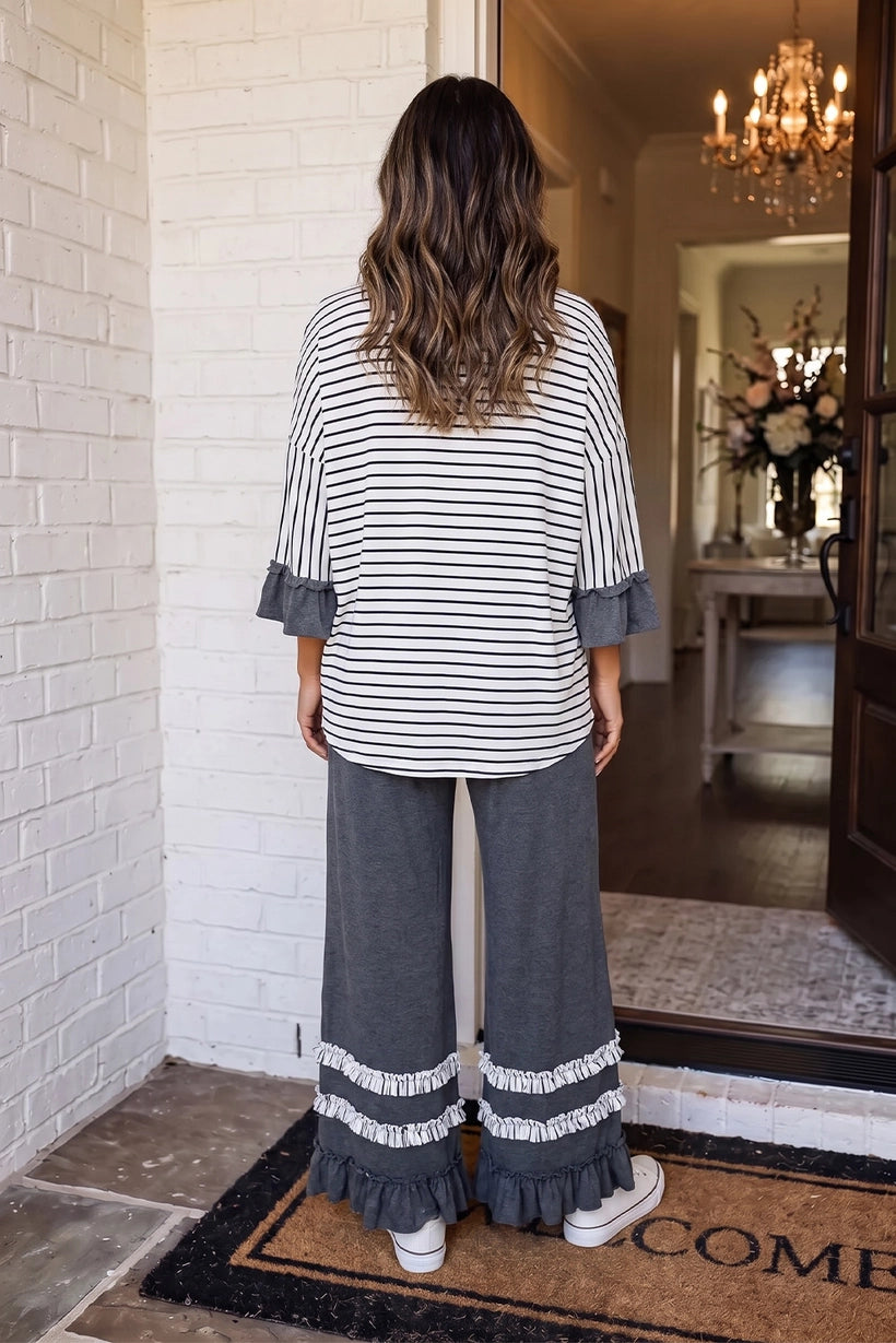 Stripe Ruffle Pant Set