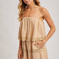 STRAPLESS EMBROIDERED TRIM ROMPER