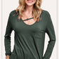 Super Stretchy Cutout Front Pocket Long Sleeve Top
