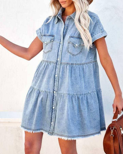 Casual Denim Shirt Dress - Southern Sassy Boutique
