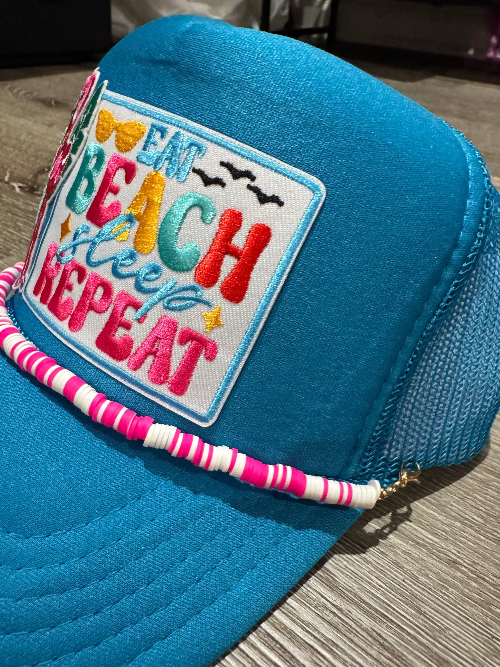 Eat, Beach, Sleep, Repeat Trucker Hat - Southern Sassy Boutique
