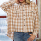 Yarn Dyed Mixed Contrast Crop Frayed Bottom Shirt
