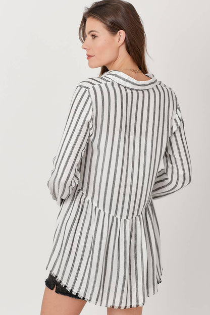 Stripe Peplum Shirt - Southern Sassy Boutique