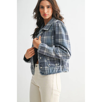 PLAID DENIM JACKET - Southern Sassy Boutique