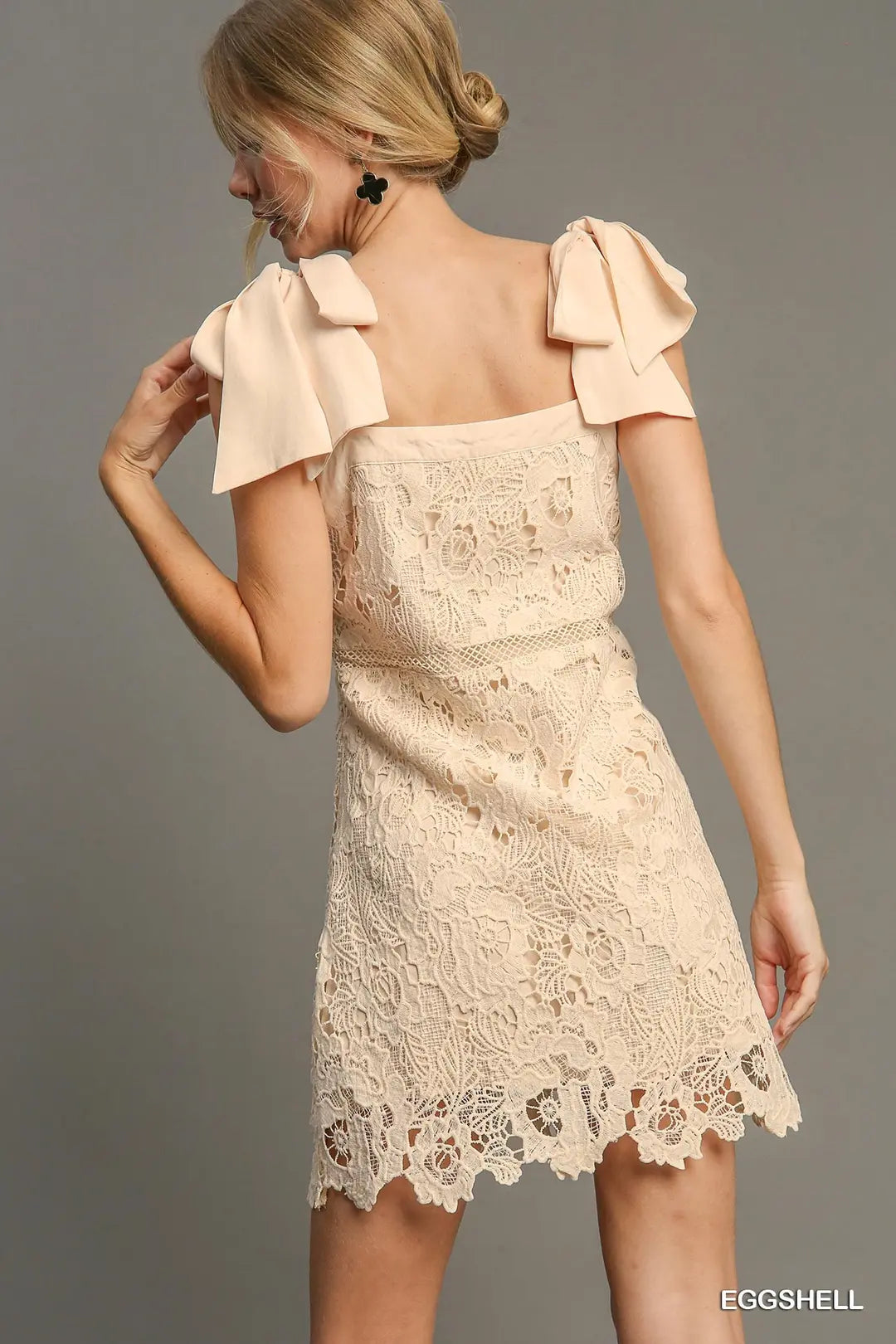 Lace with Bow Tie Mini Dress