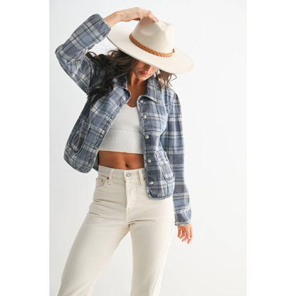 PLAID DENIM JACKET - Southern Sassy Boutique