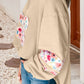 Rose Floral Applique Pullover Sweatshirt