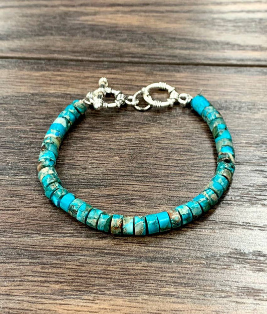 711224, Handmade 6mm Rondelle Gemstone Adjustable Bracelet